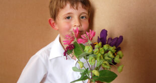 boy with flowers