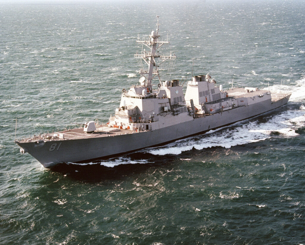 USS WINSTON S. CHURCHILL (DDG 81) Guided Missile Destroyer, port view.