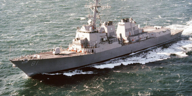 USS WINSTON S. CHURCHILL (DDG 81) Guided Missile Destroyer, port view.