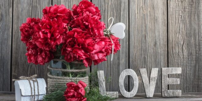 Flowers with the word Love