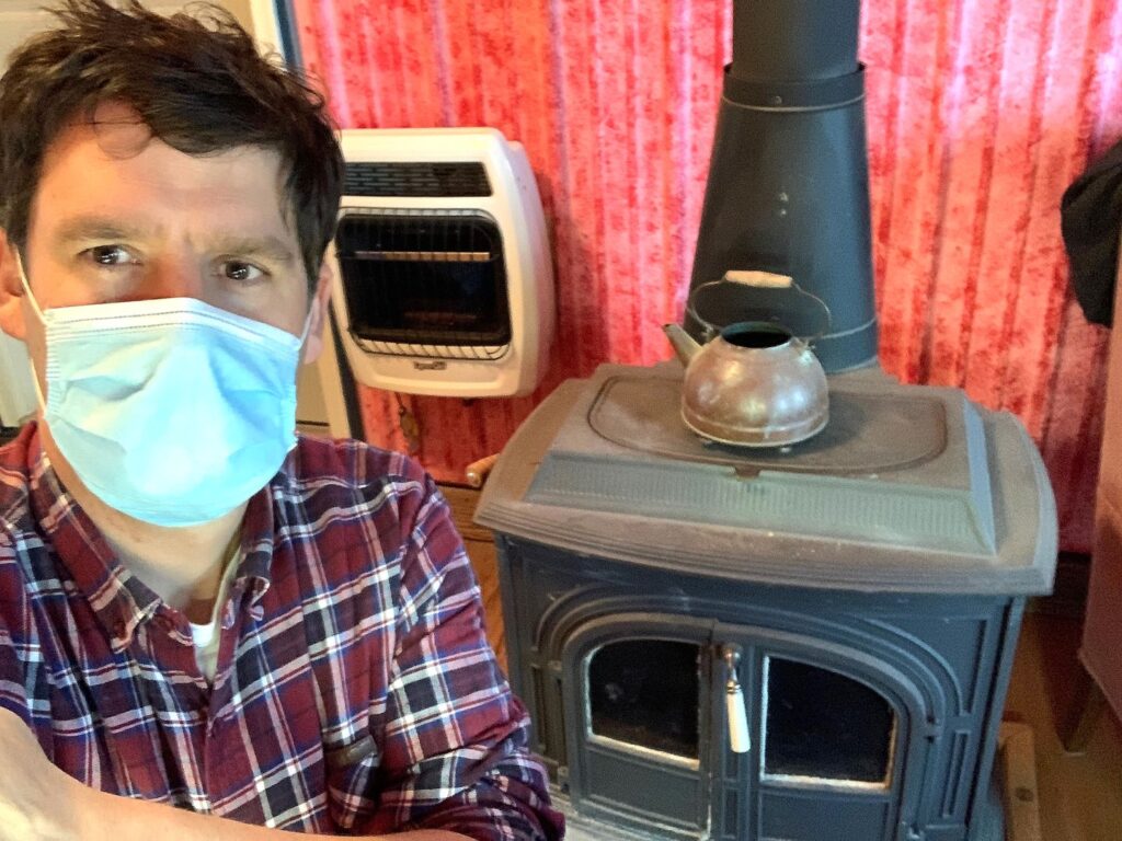 quarantined man with old stove