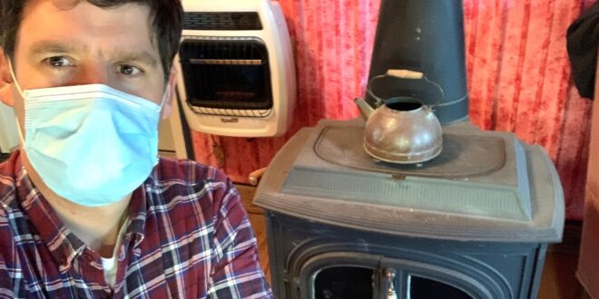 quarantined man with old stove