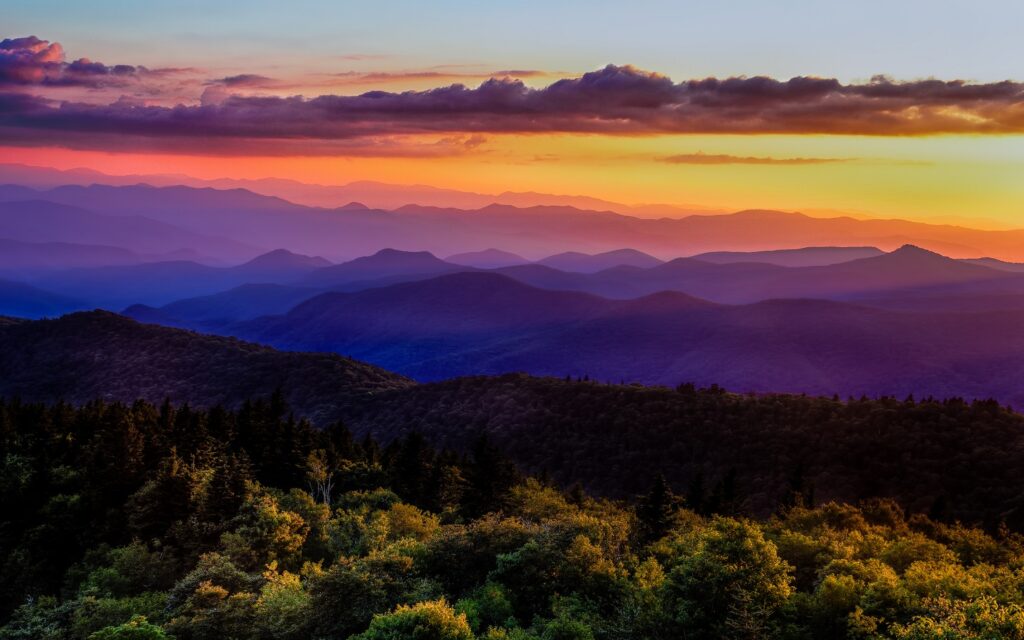 Virgina mountain tops at sunset